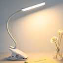 deaunbr LED Reading Light with Clip USB Rechargeable Book Lights, Eye Protection 24 LEDs Flexible Neck Night Bed Lamp, Touch Control Portable Clamp Desk Lamps for Bed Headboard, Computers (White)