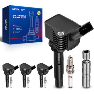KAX Set of 4 UF718 Coils Pack & Iridium Spark Plugs w/Magnetic Socket for Volkswagen 2013 2016-2018 Jetta 1.4L, Audi 2016-2018 A3 Sportback e-tron
