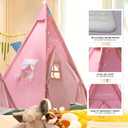 Heypappy Teepee Tent for Kids with Inflatable Airbed, String Lights, Balloons, Pump, Washable Slumber Party Tent Indoor Outdoor for Girls Boys, Children Tipi Playhouse for Playtime and Sleepover, 1 Pack
