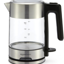 Basics Electric Kettle with Glass Carafe for Tea and Coffee, BPAFree, Fast Boiling, Auto ShutOff, 1.1 Quarts, 1500W, Glass and Steel