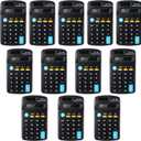 12 Pieces Pocket Size Mini Calculators Handheld Angled 8-Digit Display Calculators Basic Standard Small Accounting Desktop Supplies for Office School and Home