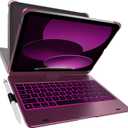 typecase Flexbook Keyboard Case for iPad 11th (A16, 2025) and iPad 10th Gen (10.9", 2022) – No Trackpad, 11-Color Backlight, 360° Rotatable, 7 Use Modes, Thin & Lightweight – Raspberry