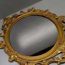 Vintage Oval Wall Mirror, Baroque Carved Frame, 26.8 x 19 Inch