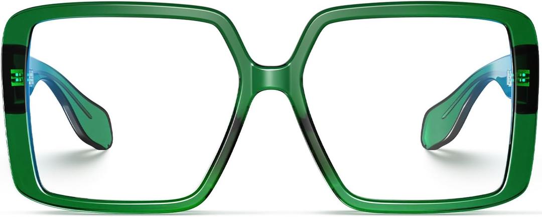 VISOONE Oversized TR90 Blue Light Blocking Glasses Fashion Accessories Non Prescription for Women Harvard (Emerald Green)