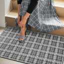 DEXI Entryway Door Mat Inside, Front Entrance Doormat Thin Low Profile, Non Slip Mats Absorbent for Home Entry Floor, 24x36, Checkered Grey