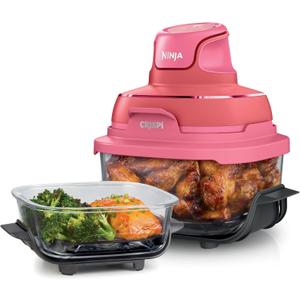 Ninja Crispi 4-in-1 Glass Air Fryer | 450F | Non-Toxic | 4QT & 6-Cup Glass Containers w/Lids | Microwave, Freezer, Dishwasher Safe | Max Crisp, Air Fry, Bake, Recrisp | Cherry Crush | FN101DR