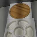 SOUJOY 11'' Lazy Susan Serving Tray, Porcelain 360 Rotatable Serving Tray and Platters, Removable Divided Serving Dishes, Party Relish Bowl for Chip, Dip, Veggies, Candy and Snack, Cheese, 7 Pieces