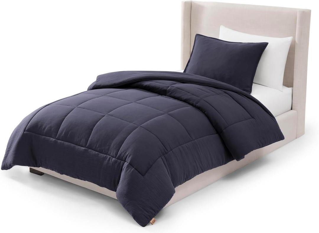 UGG Leonora Twin Comforter Set, Soft & Lightweight, 2-Piece, Navy Blue, Twin/XL