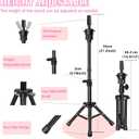 22 Inch Wig Head Mannequin Head for Wigs, Wig Stand with Head for Hair Styling Practice Display Wigs Making Tripod Stand with T Pins Set