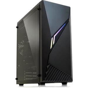 Zalman Raven ATX Mid-Tower Gaming PC Case - RGB Lighting Strip with Control Button, Full Tempered Glass Side Panel, 1 x 120mm Fan Pre-Installed, USB 3.0, Desktop Computer Case