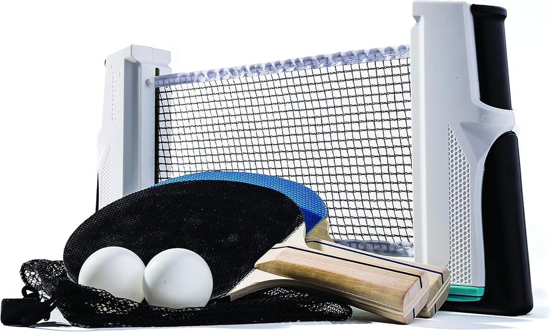 Franklin Sports Table Tennis to Go Portable Ping Pong Set - Table Top Ping Pong Net + (2) Paddles - Ping Pong Balls Included - 2 Players | Portable, Table Top, Ping Pong Net, (2) Paddles (6', White)