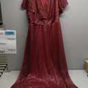 Plus Size Formal Dresses - V Neck Flutter Sleeve Glitter Prom Evening Gowns Wedding Guest Chiffon Long Maxi Dress 14W