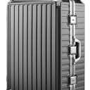 LUGGEX Checked Suitcase with Spinner Wheels, 8010S Aluminum Frame Zipperless Polycarbonate Hard Shell Suitcase (ZX-Core, Charcoal Metallic, 28 Inch)