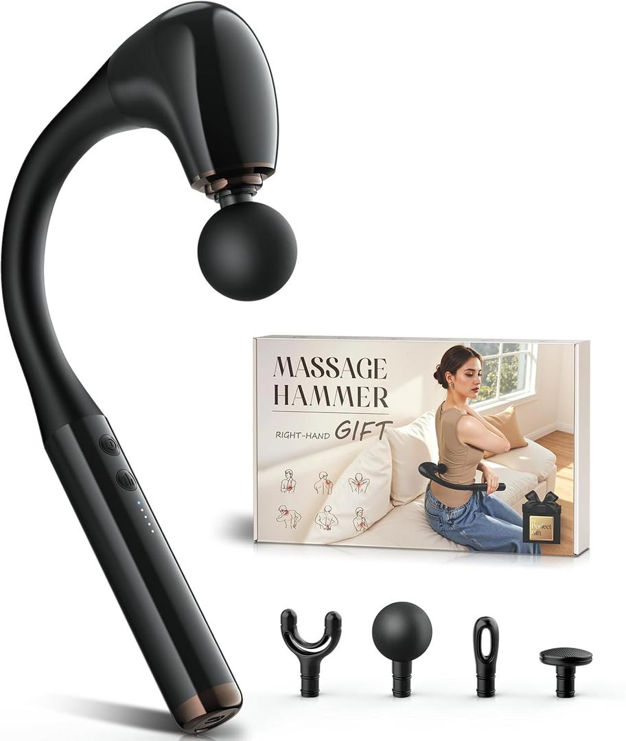FVZ Massage Gun with Upgraded Extension Handle, 10MM Massage Gun Deep Tissue, Back Massager, Muscles/Neck/Shoulders/Waist/Legs Massager Portable for Pain Relief, Gifts for Men (Black)