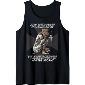 I Am The Storm Faith Verse Christian Cross Religious Graphic Tank Top, L
