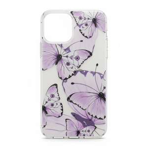 Purple Butterfly Phone Case Designed Compatible with iPhone 12 Mini 5.4 Inch Shockproof Protective TPU Cases, Cute Butterflies for iPhone 12 Mini Case Cover for Women Girl Teen Black