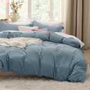 Bedsure Mineral Blue Duvet Cover King Size - 3 Pieces Prewashed Cotton-Like Polyester Extra Soft Bedding Set, Includes 1 Duvet Cover 104x90 Inches with Zipper Closure & 2 Pillow Shams, No Comforter
