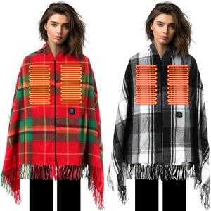 2 Pcs USB Heated Shawl Heating Scarf Heated Blanket Portable Electric Heating Wrap Shawl Home Office Camping(Buffalo)