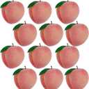 Happy Trees 12pcs Artificial Peach Simulation Fruit for Home Kitchen Table Cabinet Party Décor Photography Props Food