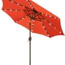 Blissun 9 ft Solar Umbrella, 32 LED Lighted Patio Umbrella, Table Market Umbrella, Outdoor Umbrella for Garden, Deck, Backyard, Pool and Beach (Orange)