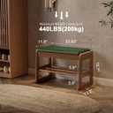 AQIMUELE Shoe Rack Bench,2 Tiers Shoe Bench with Storage with Flip-Top,Wood Shoe Rack for Entryway,HallwayGreen Upholstered Seat,11.8" D x 23.62" W x 15.7" H