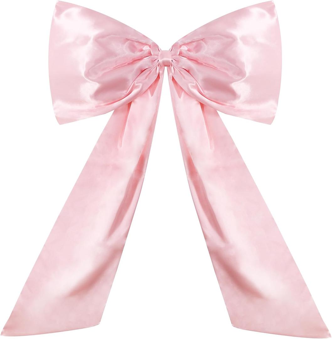 TONIFUL Giant Pink Bow 24 x 42 Inch Large Bow for Valentine Decoration Christmas Tree Car Coquette Room Wall Front Door Photo Backdrop Decor for Birthday Wedding Baby Shower Party Outdoor Decorations