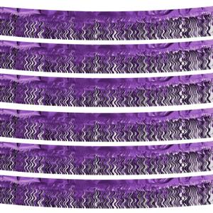 6P Light Purple Wavy Metallic Foil Fringe Banner Tinsel Banner Backdrop Garland Curtains for Parade Floats Wedding Birthday Parties Decoration Halloween Christmas