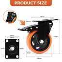 Caster Wheels, Heavy Duty 4 Inch Casters Set of 4, Locking Swivel Casters Wheels for Cart, Furniture and Workbench, Orange