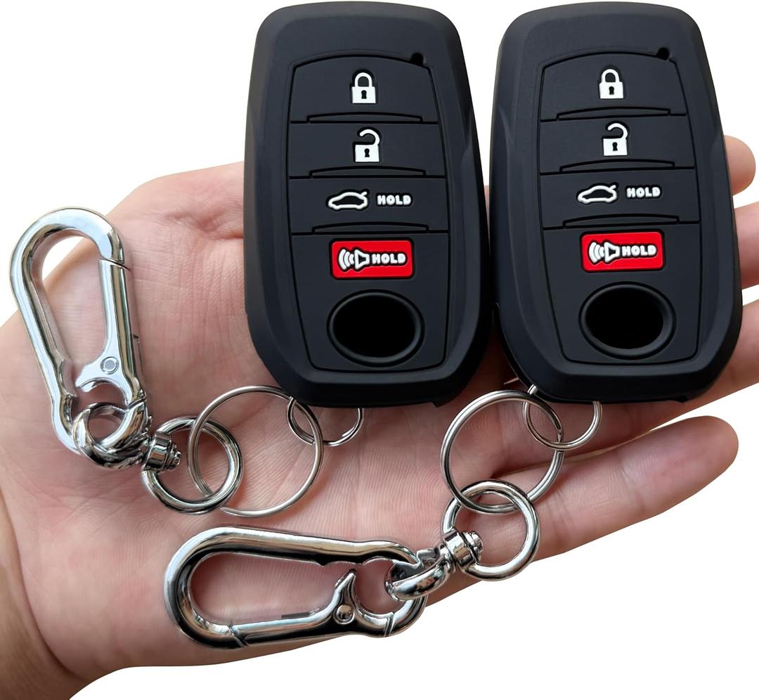 TANDRIVE Key Fob Cover for Toyota 2026 2025 Camry and 2026-2023 Corolla Crown, 4-Button, Silicone, 2-Pack, Black