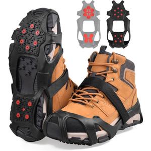 Ice Cleats for Shoes and Boots Tungsten Crampons Snow Traction Cleats Anti Slip Shoes Grippers with Reflective Heel for Men Women Winter Walking on Snow and Ice, Medium (5-7 men/6.5-8.5 women)