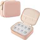 Weekly Pill Organizer Pink Portable Leather Travel Pill Organizer 7 Day with Detachable 8 Compartments, Cute Travel Pill Case for Vitamins & Medication, Weekly Medicine Container with Secure Zipper