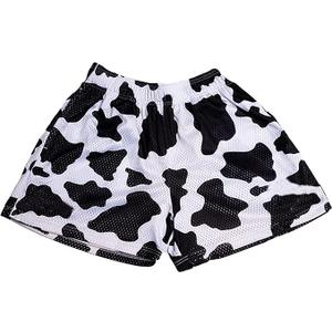 DIOTSR Mens Graphic Shorts Cool Streetwear Flat Front Shorts Workout Gym Athletic Shorts with Pockets, Cow, No Size Mark