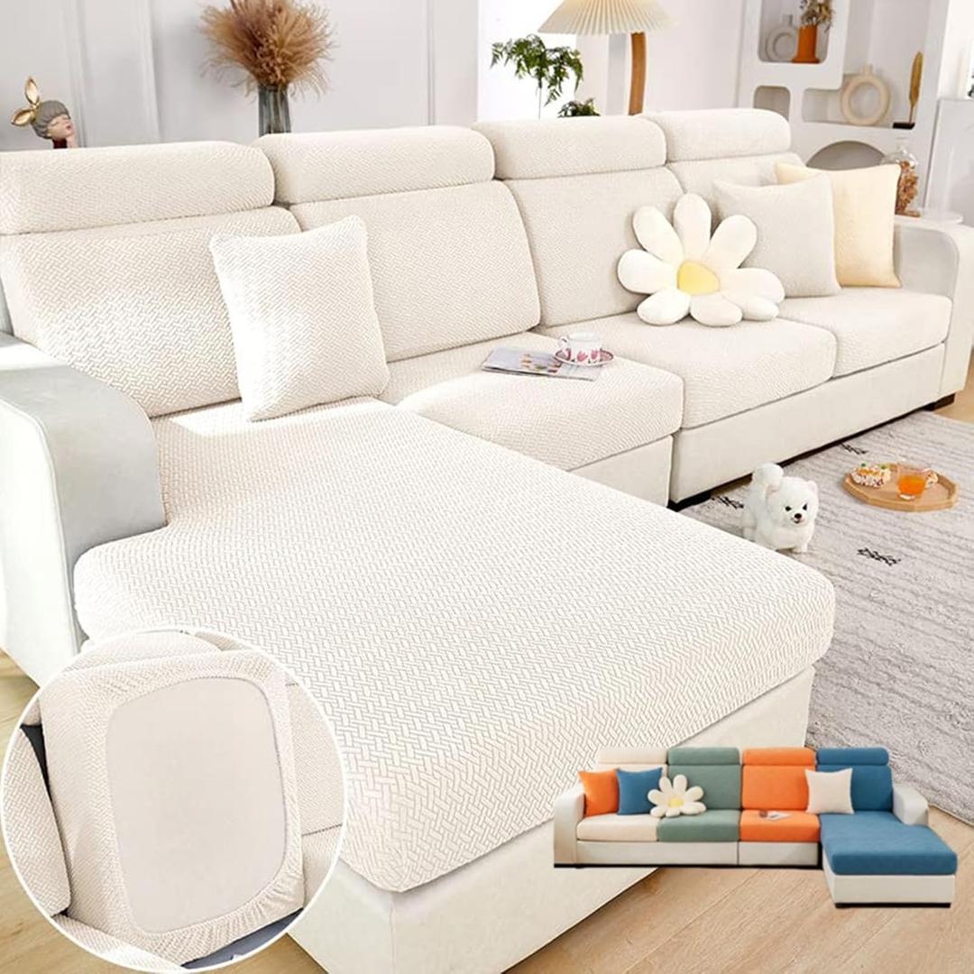 Soothing Home Sofa Covers, Sofa Hero Covers, Wear-Resistant Universal Couch Covers Washable Stretch Sectional Couch Cushion Covers (White, Back Cover M)