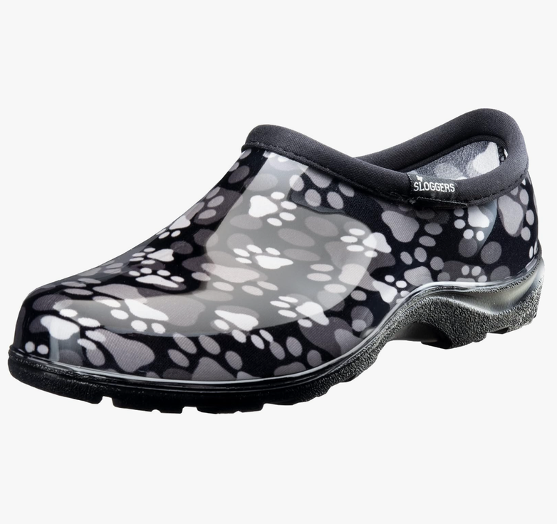 Sloggers Original Waterproof Rain and Garden Shoe for Women– Outdoor Slip-On Garden Clog - Made in The USA with Premium Comfort Insole and Arch Support 7,  Paw Print Black/White Sloggers Original Waterproof Rain and Garden Shoe for Women– Outdoor Slip-On Garden Clog - Made in The USA with Premium Comfort Insole and Arch Support 7,  Paw Print Black/White