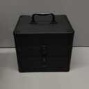 Qislee Makeup Box with Drawer and Four Trays, A Detachable Lighted Mirror, Waterproof Travel Train Case, Cosmetic Organizer and Makeup Suitcase with Magnetic LED Mirror(Black)