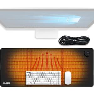 TIDALSOIL Heated Desk Pad, 31.5"13" PU Leather Mouse Mat with Digital Temp Display, 3-Level 122 Warmth, 4H Auto Shut-Off, Waterproof Non-Slip Office & Home Heating Mat