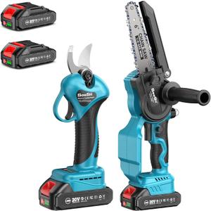 SEESII Mini Chainsaw & Pruning Shears: 6" Electric Saw Brushless & 1.3" Pruner with 22.0Ah Batteries, Cordless Combo for Wood Cutting/Branch Trimming, Gardening Tools for Dad Men Husband