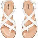 Veittes Women's Gladiator Flat Sandals - Casual Criss Cross Ankle Strap Design, Round Toe, Comfortable Rubber Sole, lightweight Summer Beach Toe Ring Thong Sandals (9, White)