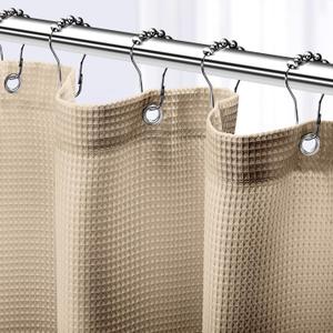 NEATERIZE Shower Curtain Beige - Hotel Style Beige Shower Curtains for Bathroom with Waffle Design, 72x72 Inches - Fabric Shower Curtain - Cortinas de Baño Elegantes