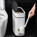 3.7 Gallons Bathroom Trash Can and Toilet Brush Set, 14 Liter Slim Trash Can with Toilet Brush Holder Set for RV, Black lid