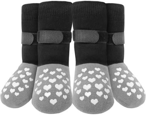 MBTWZ Non-Slip Dog Socks Prevent Licking Paws,Grippy Socks for Senior Dog Walk on Hardwood Floor,Paw Protectors,Black 2 Pairs,S