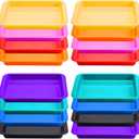 Tatuo 16 Pack Large Colorful Plastic Art Trays for Kids Multicolor Activity Craft Trays 14 x 10 x 2 Inch Stackable Art Serving Tray Organizer for School DIY Projects Beads, Painting, Jewelry