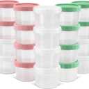 DEMORA 6 oz Small Plastic Containers with Twist on Lids [20 Sets], Stackable Little Food Storage Containers for Snack Lunch Meal Prep Salad Dressings, Freezer/Microwave/Dishwasher Safe, BPA Free (Translucent)