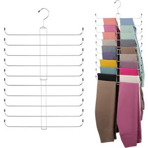 ZEDODIER Legging Organizer for Closet Hanging, Rotatable Yoga Pants Hanger for Women's XS-XL and Girls' Leggings, Holds Up to 20 Pairs of Leggings, Space-Saving Closet Organizers and Storage, Silver