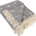DII 4TH of July Patriotic Throw Blanket with Decorative Tassles, Use for Chair, Couch, Bed, Picnic, Camping, Beach, & Just Staying Cozy at Home (50 x 60), Star Gray