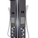 ELLO&ALLO LED Shower Panel Tower System, Hydroelectricity Display Rain Massage with Jets, Brushed Black