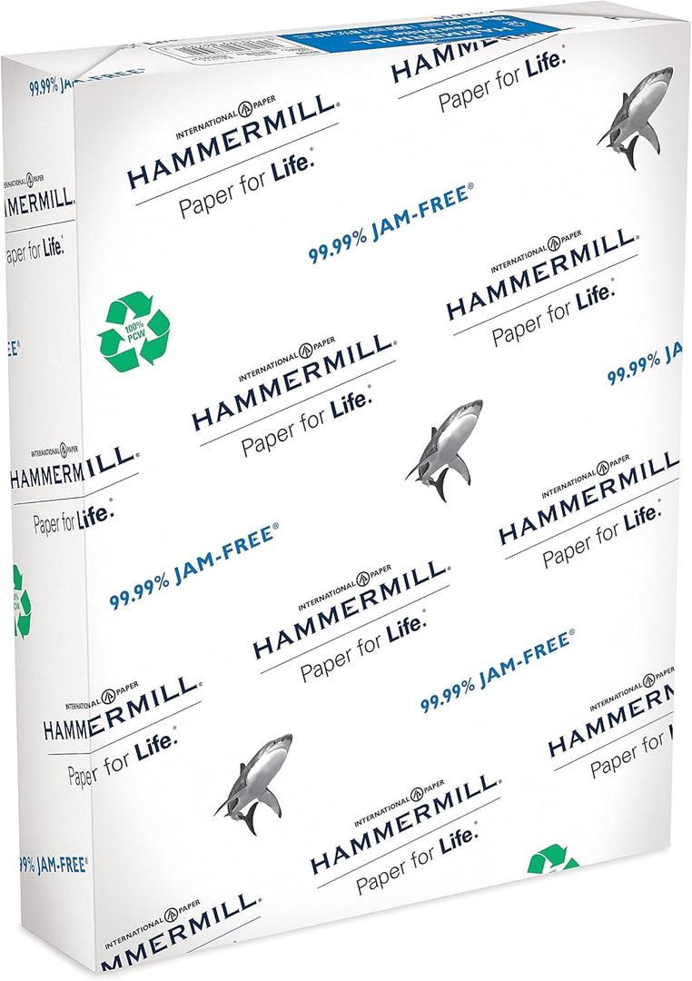 Hammermill Printer Paper, Great White 50% Recycled Paper, 8.5 x 11 - 1 Ream (500 Sheets) - 92 Bright, Made in the USA