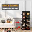SpaceAid 5 Tier Rotating Shoe Rack Tower, Spinning Shoe Display Lazy Susan, Revolving 360 Shoe Rack Storage Round Carousel, Vertical Handbag Rotate Shoes Closet Organization (5-Tier Black)