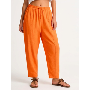 Women Wide Leg Casual Pants High Waist Flowy Palazzo Trousers Adjustable Knot Stylish Lounge Business Pants with Pockets, Orange, XS