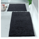 LuxUrux 2 Piece Bathroom Rug Set - Premium Plush Bath Mat Shower Rugs, 1" Chenille Microfiber, Non-Slip & Absorbent, Soft & Cozy, Durable Stylish (16x24 inches, Charcoal)